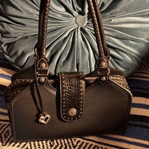 Brighton Black Women’s Handbag with Stud and Heart Charm